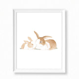 Bunny and Baby Watercolor Painting - Art Print