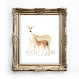 Deer and Baby Watercolor Painting - Art Print