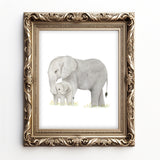 Elephant and Baby Watercolor Painting - Art Print