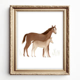 Horse and Baby Watercolor Painting - Art Print