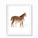 Horse and Baby Watercolor Painting - Art Print
