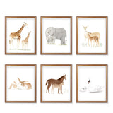 Watercolor Animal and Baby Nursery Paintings - Set of 6