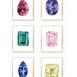 Watercolor Rainbow Gemstone Paintings - Set of 6