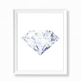 Watercolor Diamond Painting - Profile Round Diamond Cut - Art Print