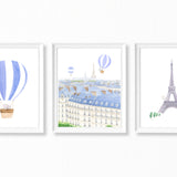 Nursery Emma the Elephant in Paris Watercolor Paintings - 3 Art Prints