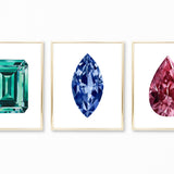 Watercolor Gemstone Paintings - Set of 3 Art Prints