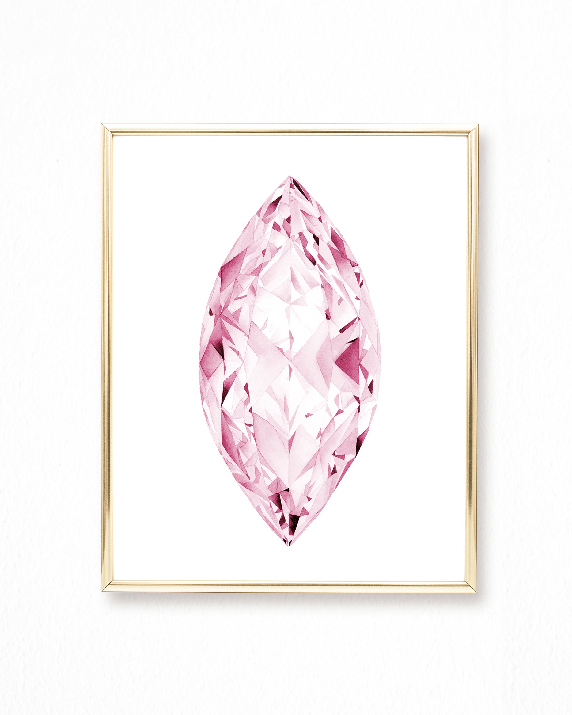 Watercolor Pink Diamond Painting - Emerald - Art Print – A R T B Y E L L E  A I C H E