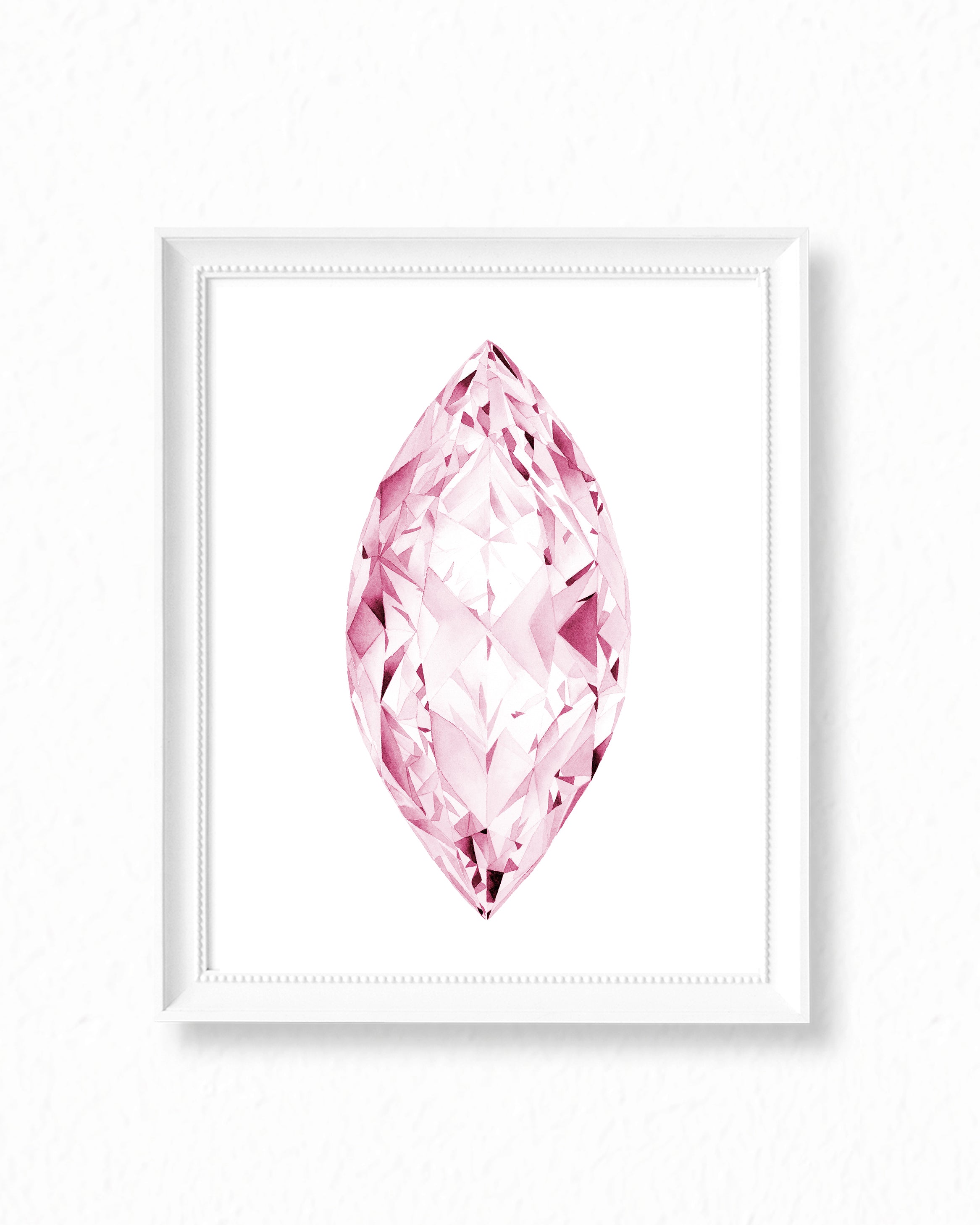 Watercolor Pink Diamond Painting - Marquise - Art Print