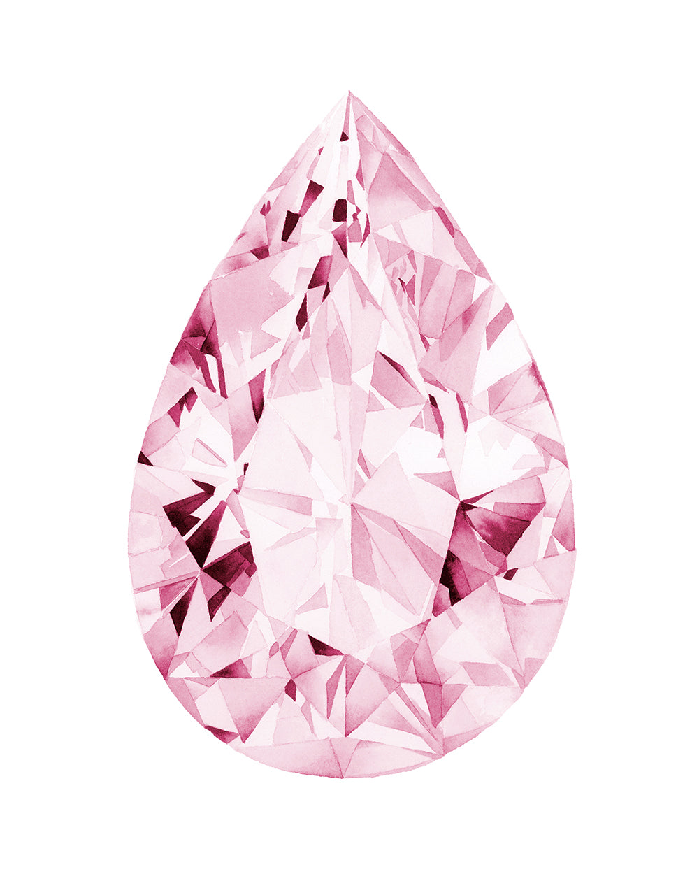 Watercolor Pink Diamond Painting - Pear - Art Print