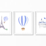 Nursery Watercolor Painting Baby Elephant in Paris - Art Print