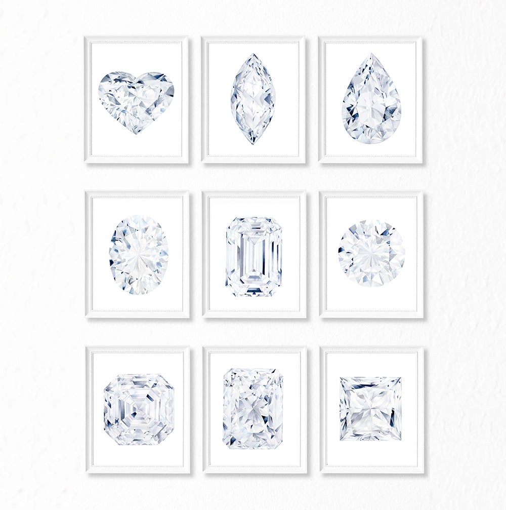 Watercolor Diamond Paintings - Collection of 9 Art Prints