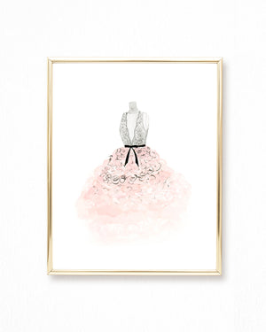 Watercolor Fashion Painting Lace and Tulle Dress - Art Print