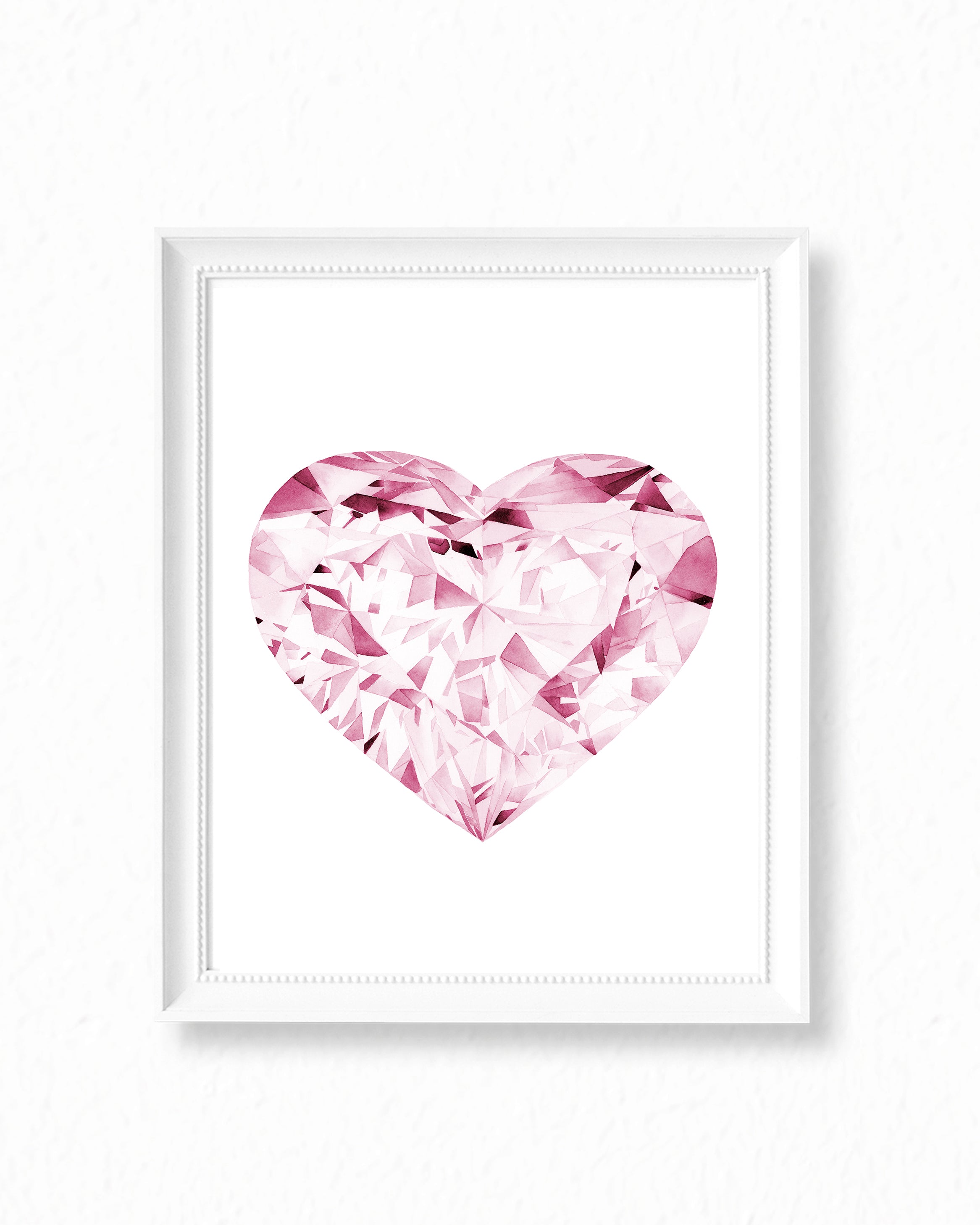 Watercolor Pink Diamond Painting - Heart - Art Print – A R T B Y E L L E A  I C H E