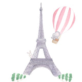 Pink Nursery Watercolor Painting Baby Elephant in Paris - Art Print