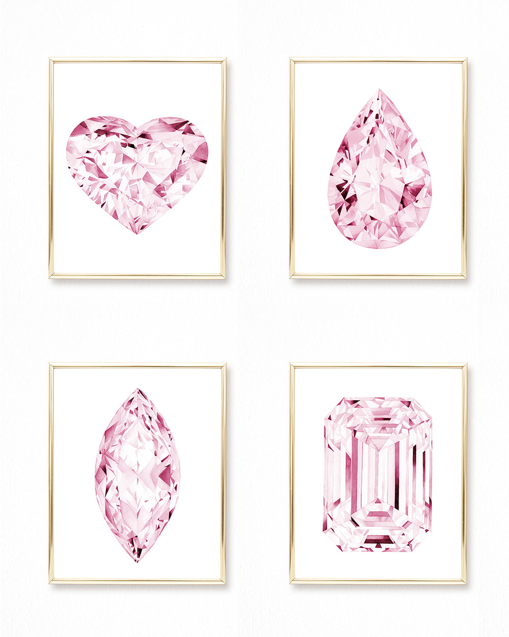 Watercolor Pink Diamond Painting - Emerald - Art Print – A R T B Y E L L E  A I C H E