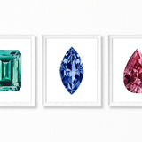 Watercolor Gemstone Paintings - Set of 3 Art Prints