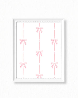 Ballet Pink Ribbon and Bow Painting - Art Print