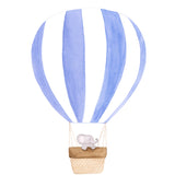 Nursery Watercolor Painting Baby Elephant Traveling in Hot Air Balloon - Art Print