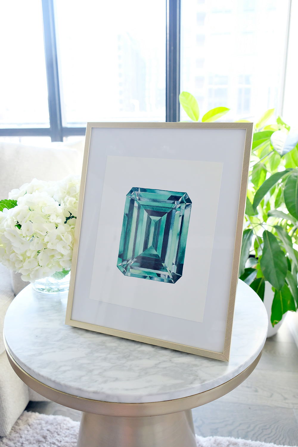 Watercolor Emerald Gem Painting Emerald Gemstone Art Print
