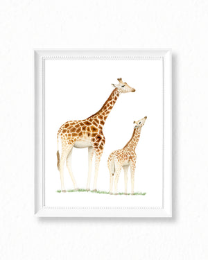 Giraffe Watercolor Painting - Art Print