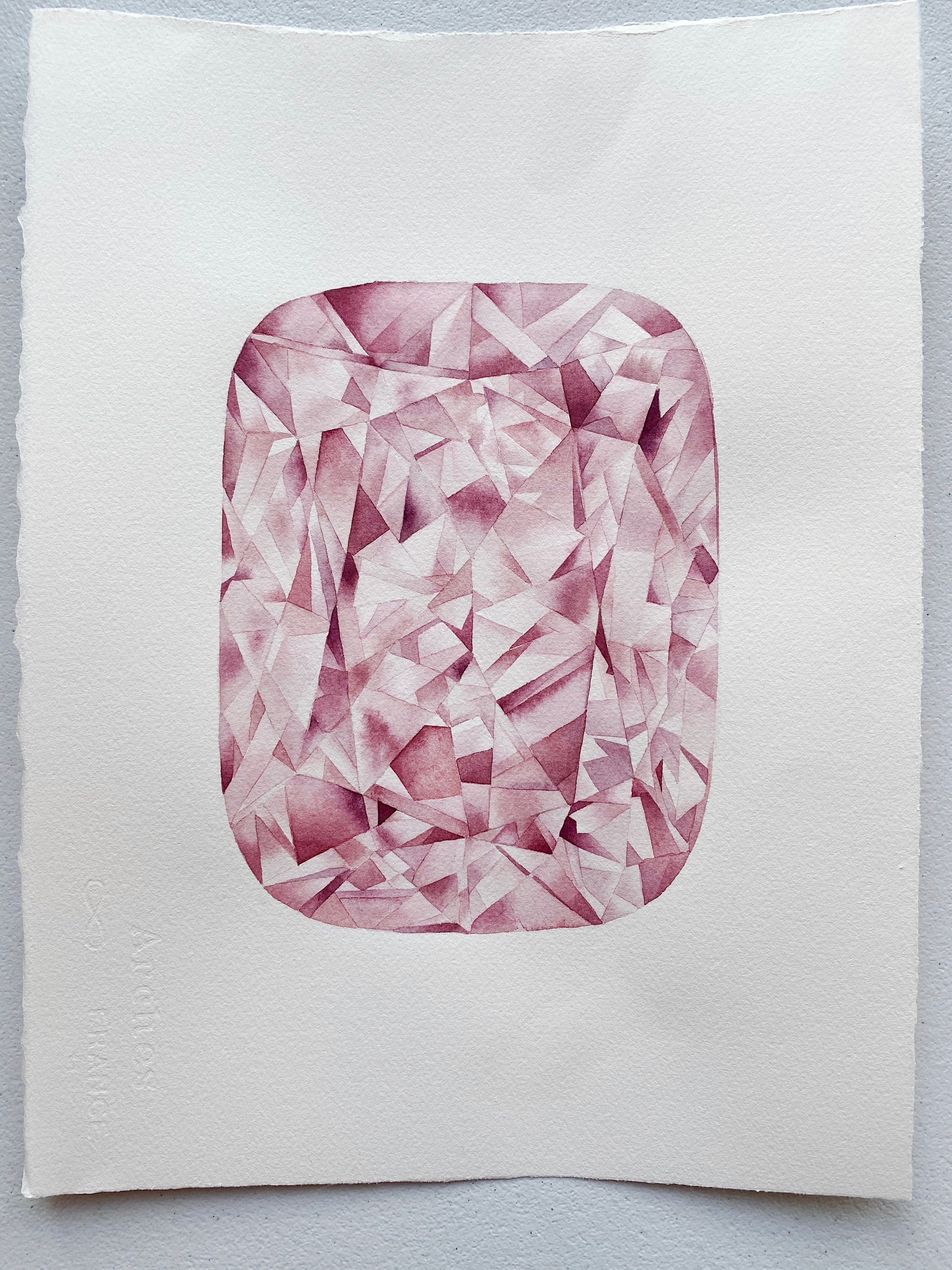 Original Painting - Watercolor Pink Diamond Painting 11x15 inches