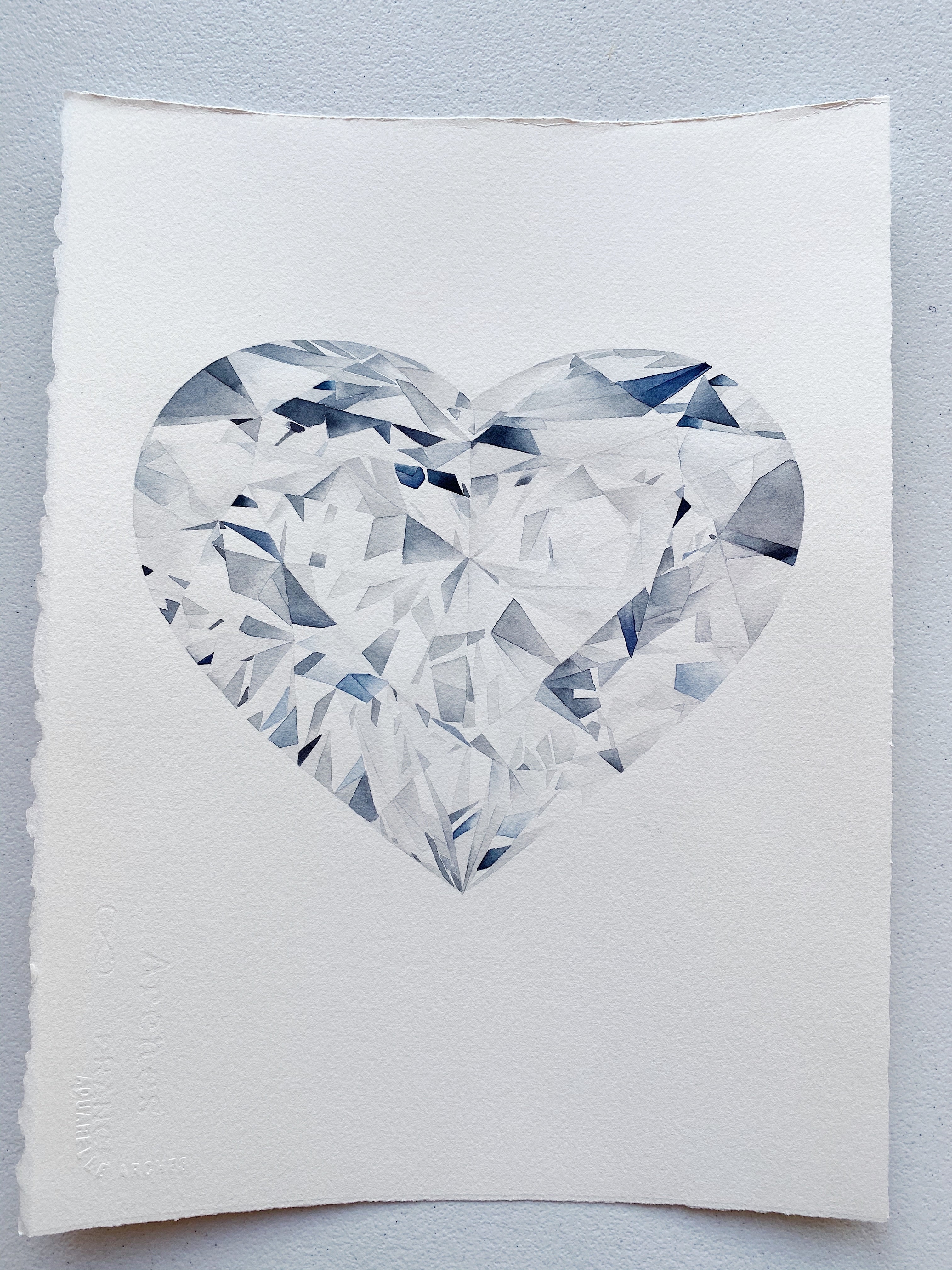 Original Painting - Watercolor Heart Shaped Diamond Painting 11x15 inches