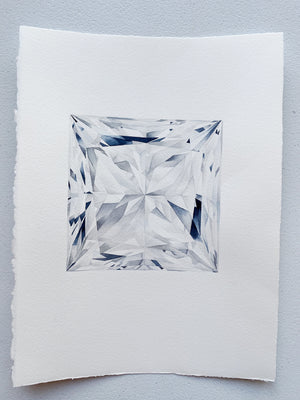 Original Painting - Watercolor Princess Cut Diamond Painting 11x15 inches