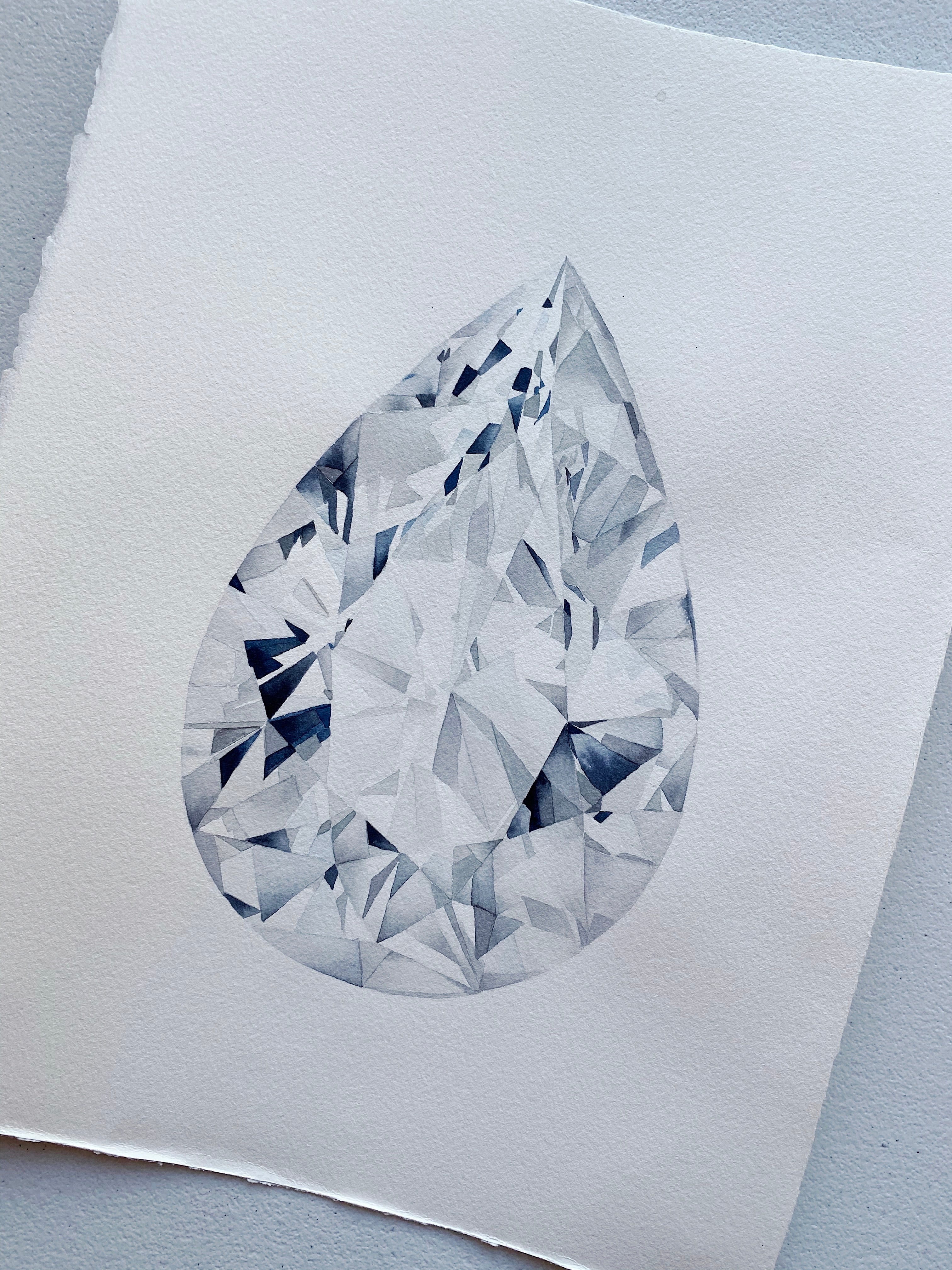 Original Painting - Watercolor Pear Cut Diamond Painting 11x15 inches