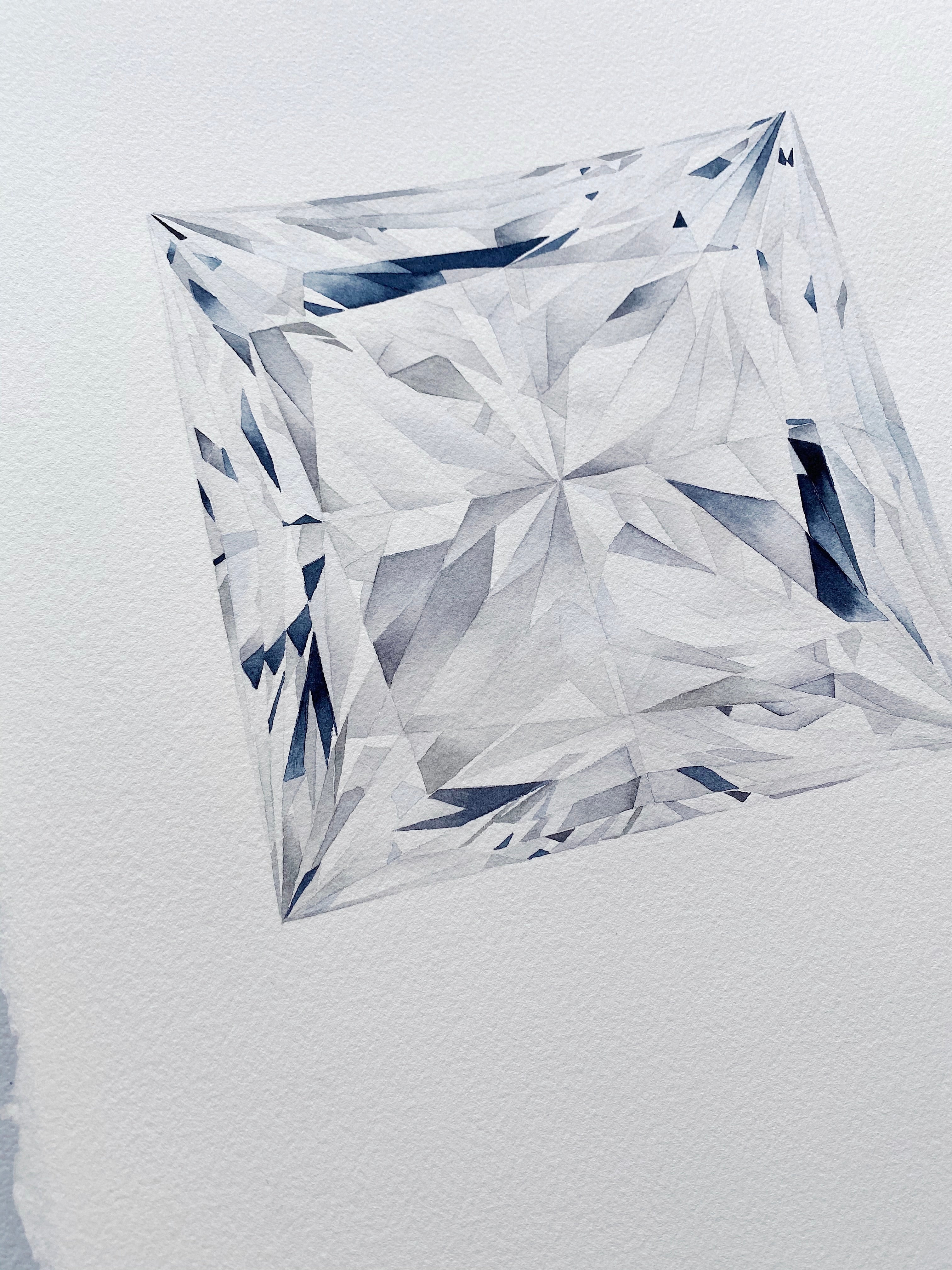 Original Painting - Watercolor Princess Cut Diamond Painting 11x15 inches