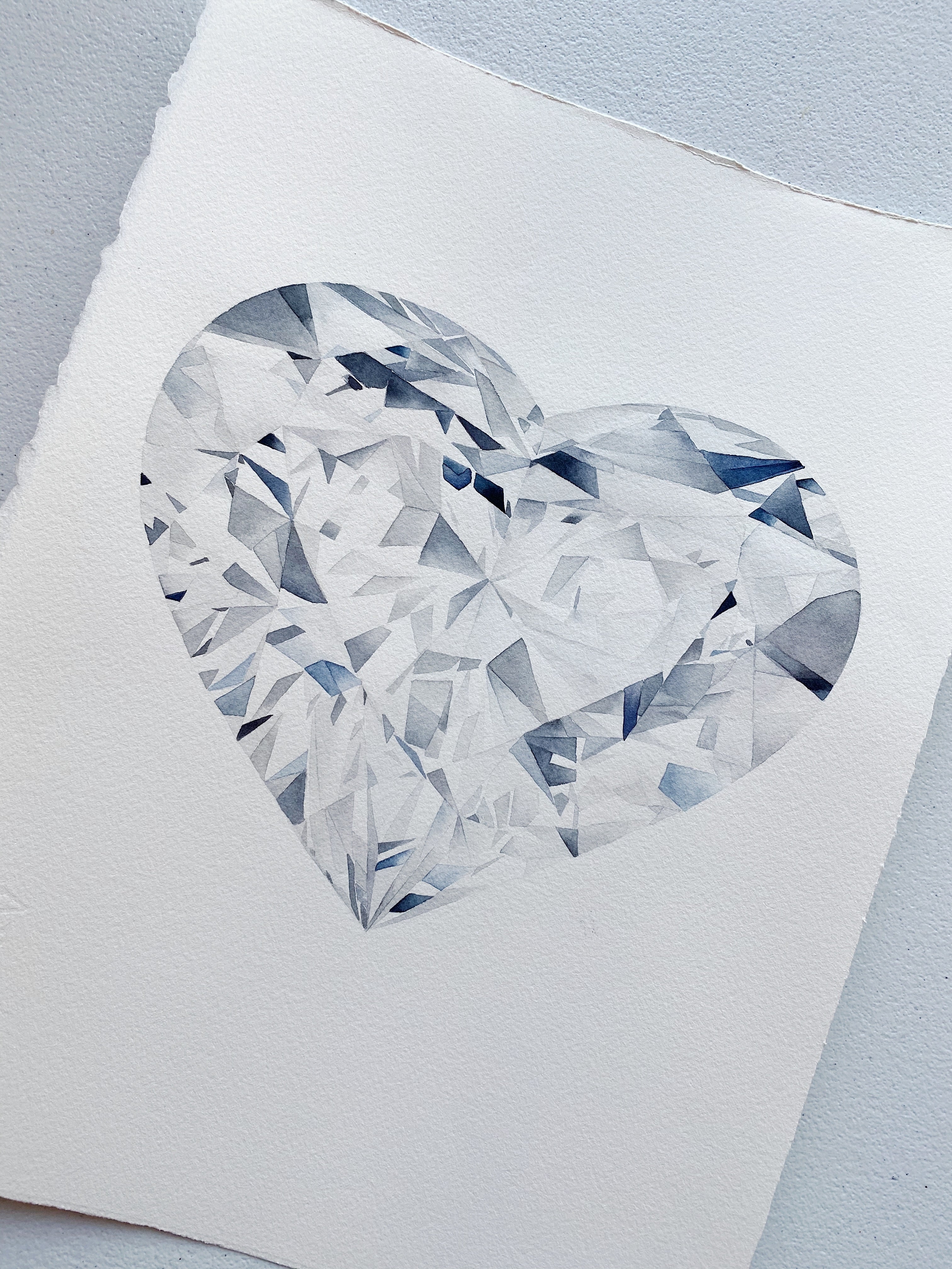 Original Painting - Watercolor Heart Shaped Diamond Painting 11x15 inches