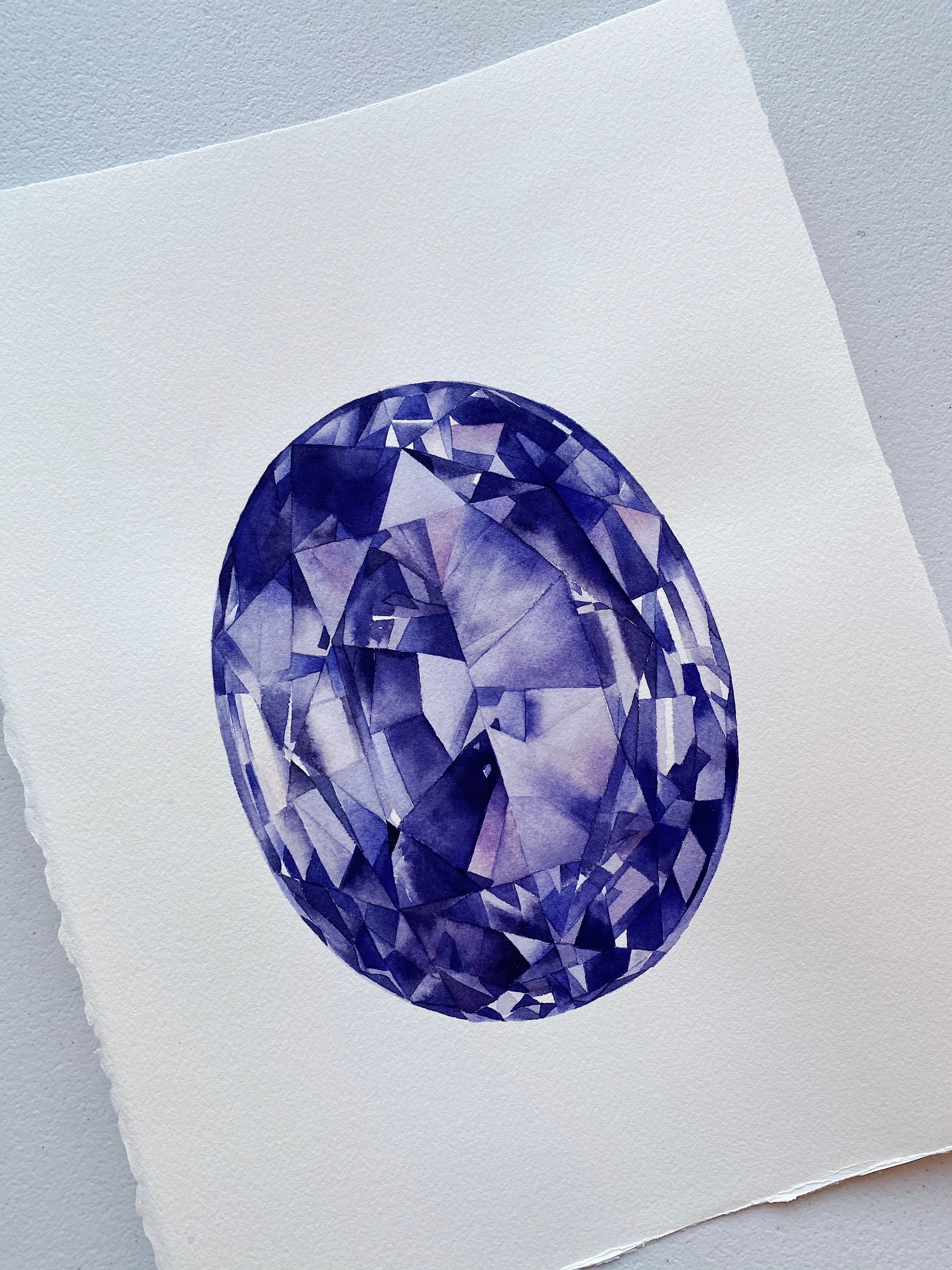 Original Painting - Watercolor Amethyst Painting 11x15 inches