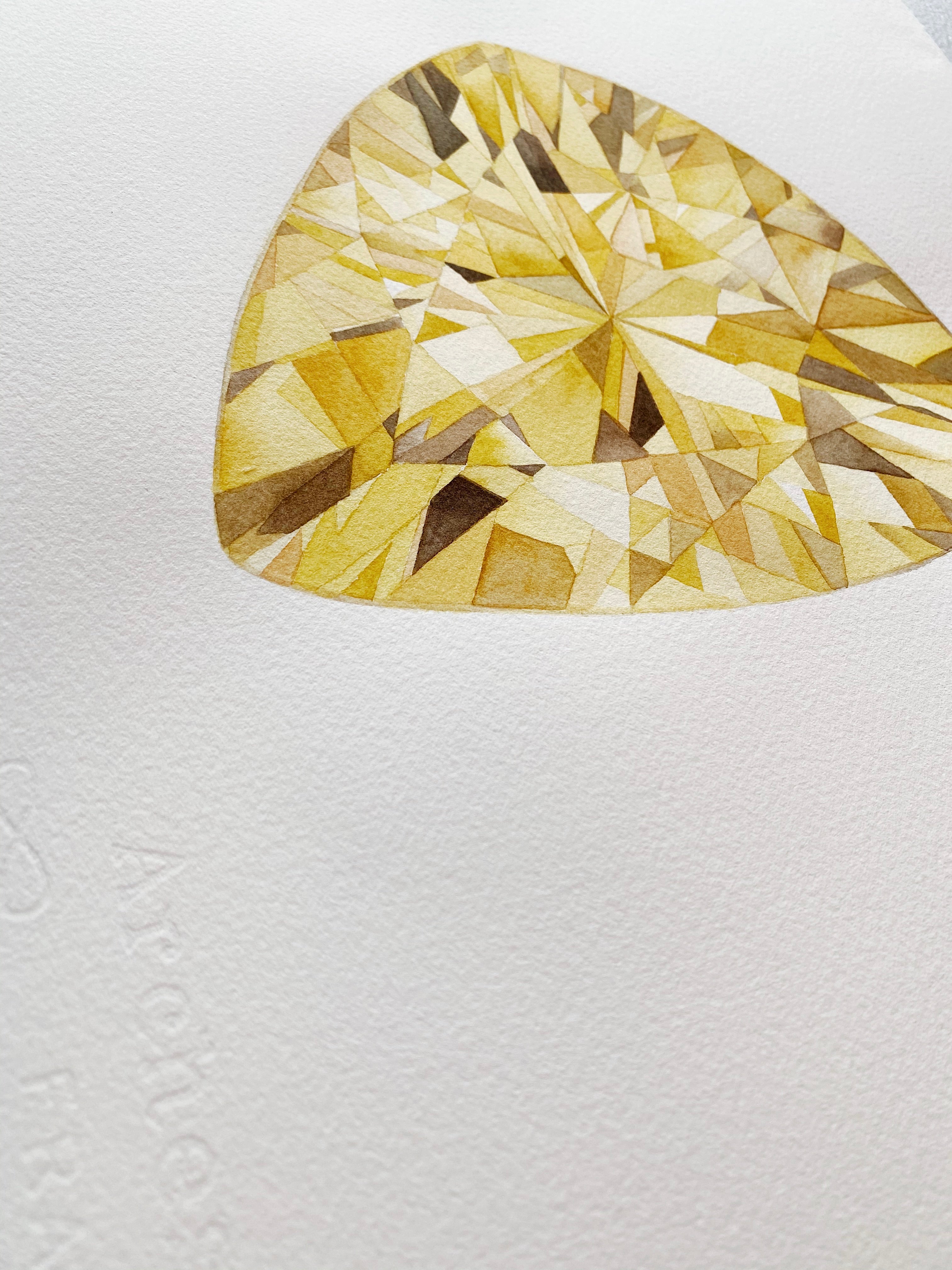 Original Painting - Watercolor Citrine Gem Painting 11x15 inches