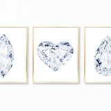 Watercolor Diamond Paintings - Set of 3 (Heart, Marquise, Pear)