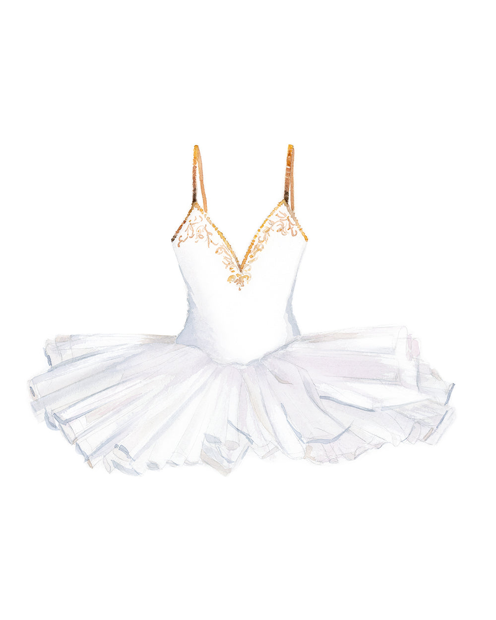 White and Gold Ballerina Dress - Art Print