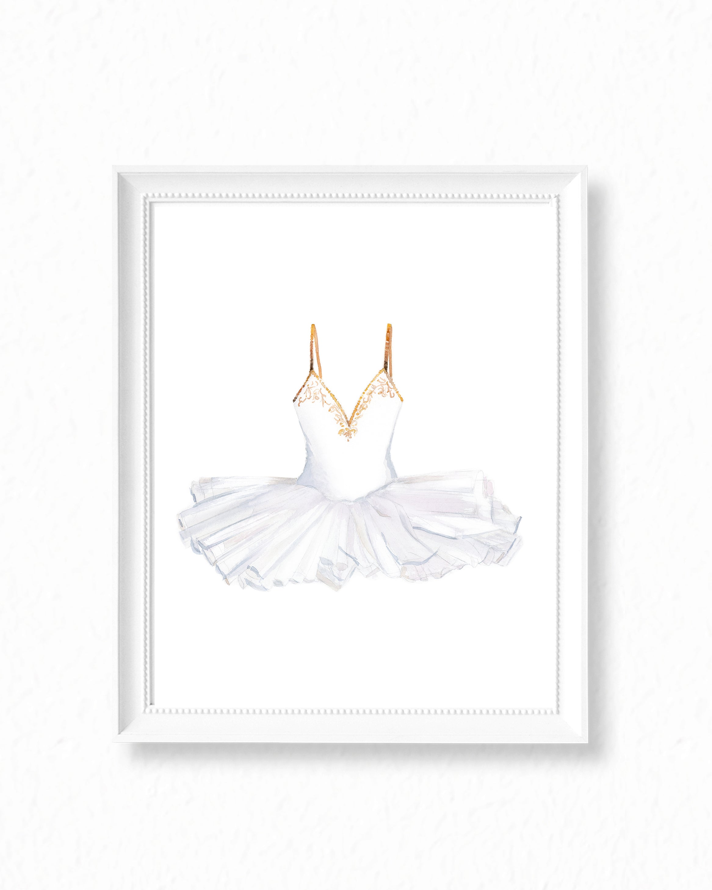 White and Gold Ballerina Dress - Art Print